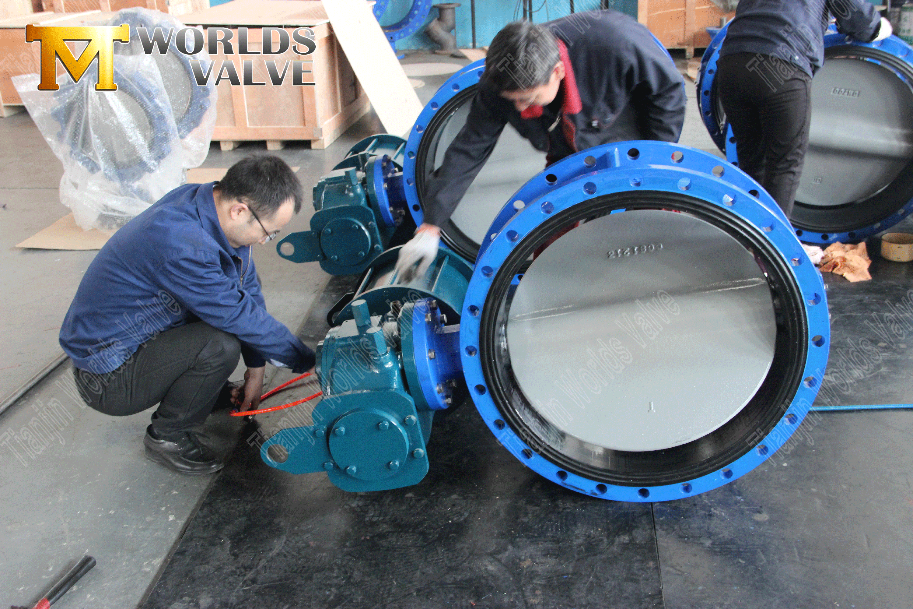 double flanged butterfly valve with DI disc 연성 철 디스크가있는 플랜지 나비 밸브 Factory-skeumatic 작동 나비 밸브 (6)