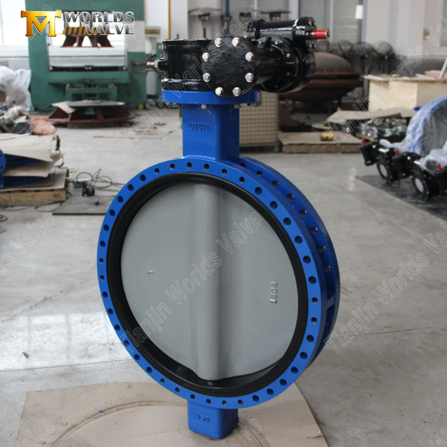 나일론 코팅 디스크가 있는 기어 작동식 U형 플랜지 버터플라이 밸브