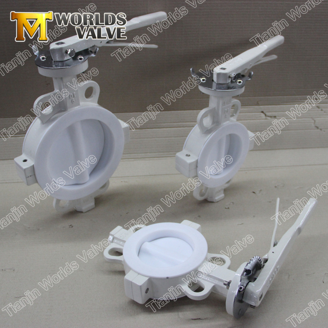 웨이퍼 플랜지 PTFE 라이닝 버터플라이 밸브