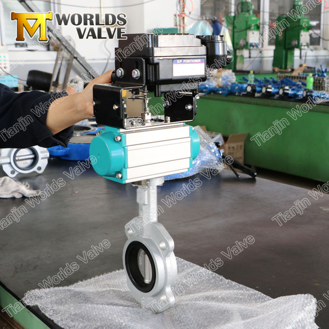 공압 전기 액추에이터 솔레노이드 API 표준 웨이퍼 타입 버터 플라이 제어 밸브