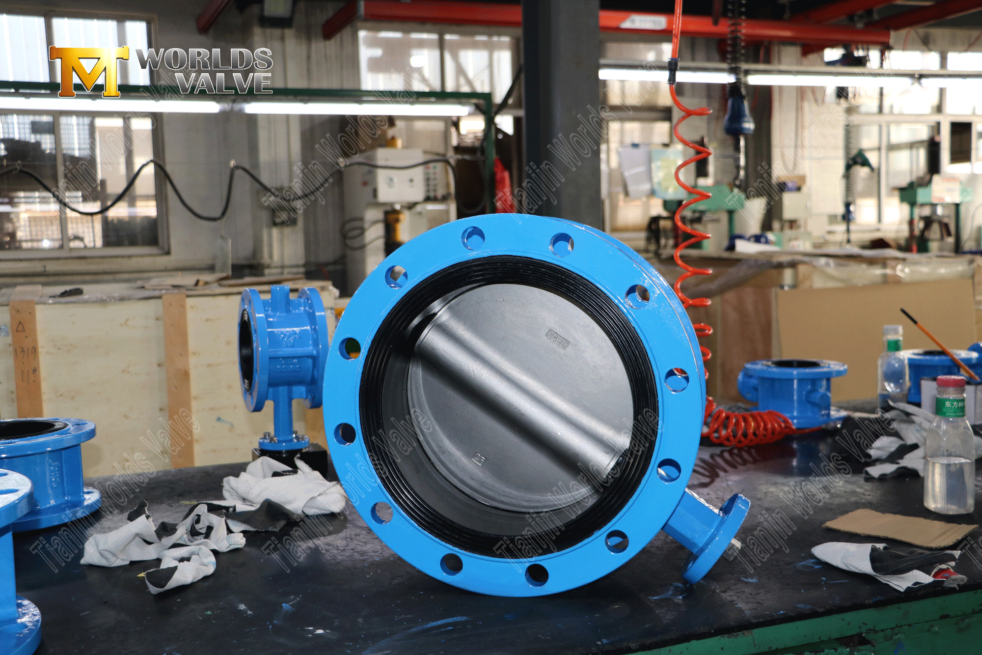 이중 플랜지 연결 불카 고무 나비 밸브