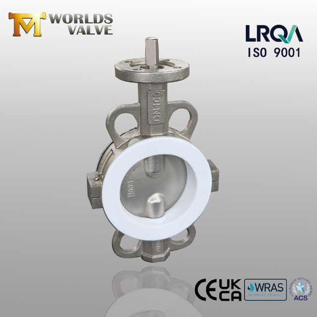 DN100 Teflon Lined Wafer Split Body Butterfly Valves | 부식 방지 흐름 제어