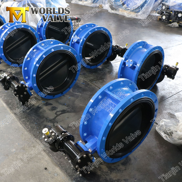 전체 고무 코팅 디스크가 있는 센터 씰링 이중 플랜지 버터플라이 밸브