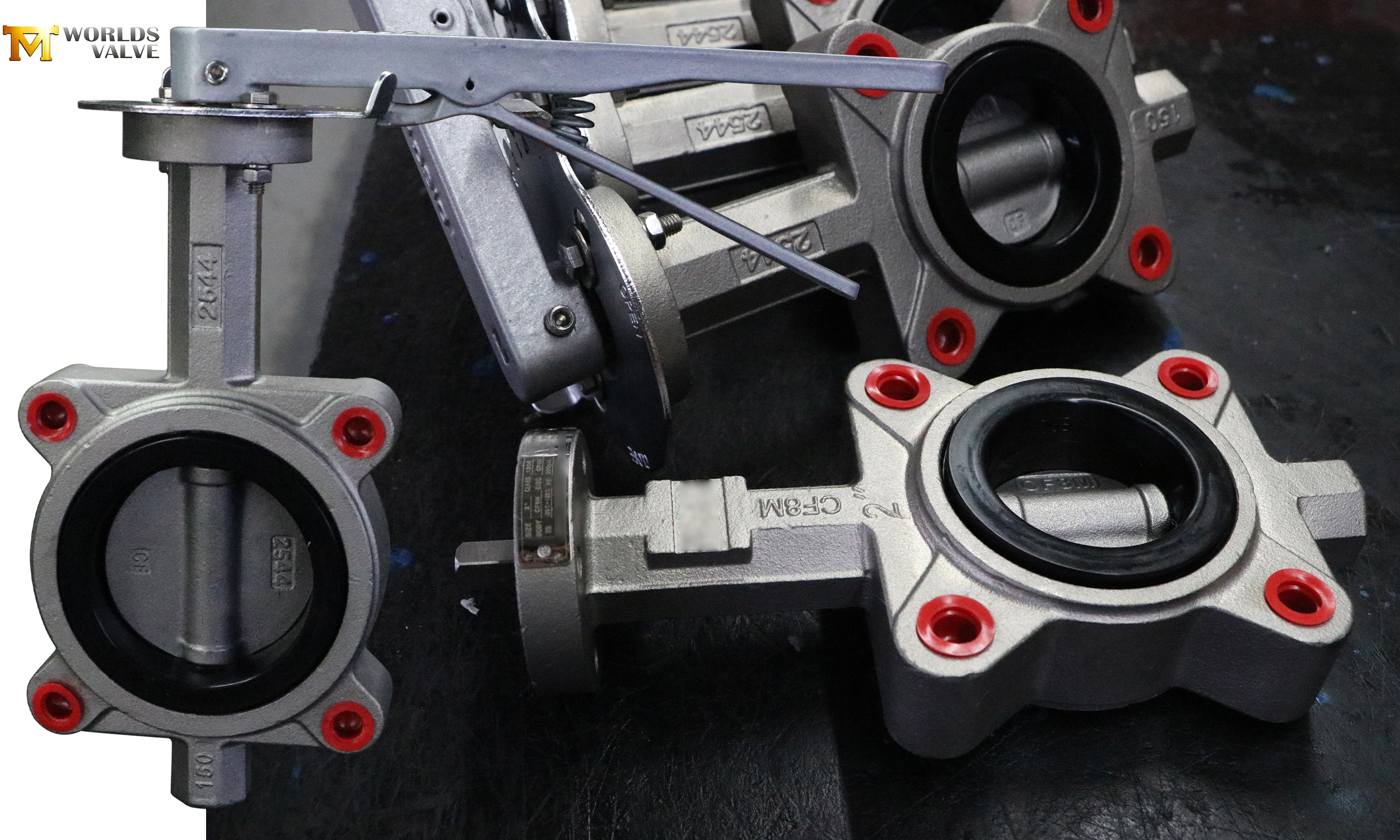 핸드 레버가있는 풀 스테인레스 스틸 러그 나비 밸브 : 우수한 부식 저항