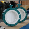 DN600 2피스 플랜지형 PTFE 버터플라이 밸브(WCB 본체 및 기어 작동식)