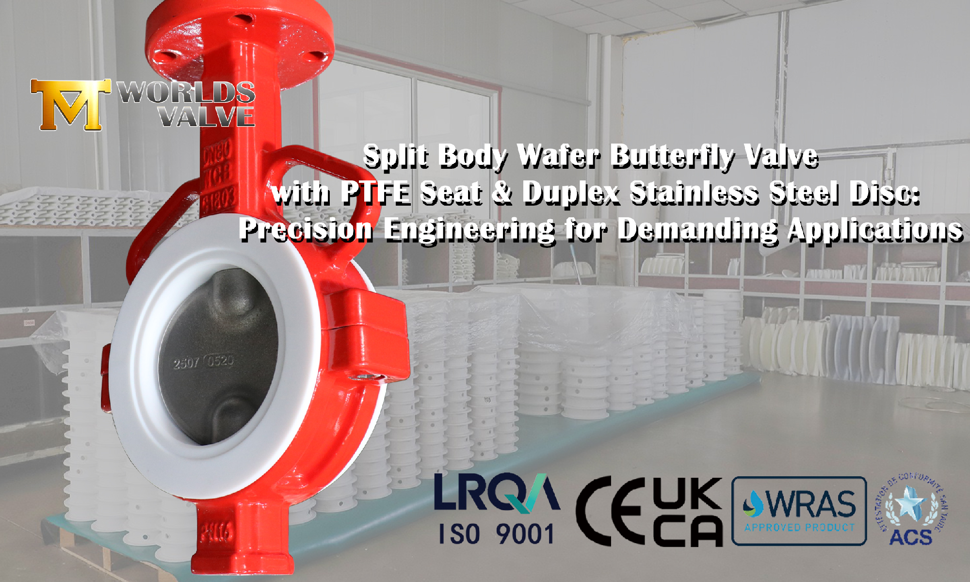 PTFE 시트 및 이중 스테인리스 스틸 디스크가있는 분할 바디 웨이퍼 나비 밸브 : 까다로운 응용 분야를위한 정밀 엔지니어링