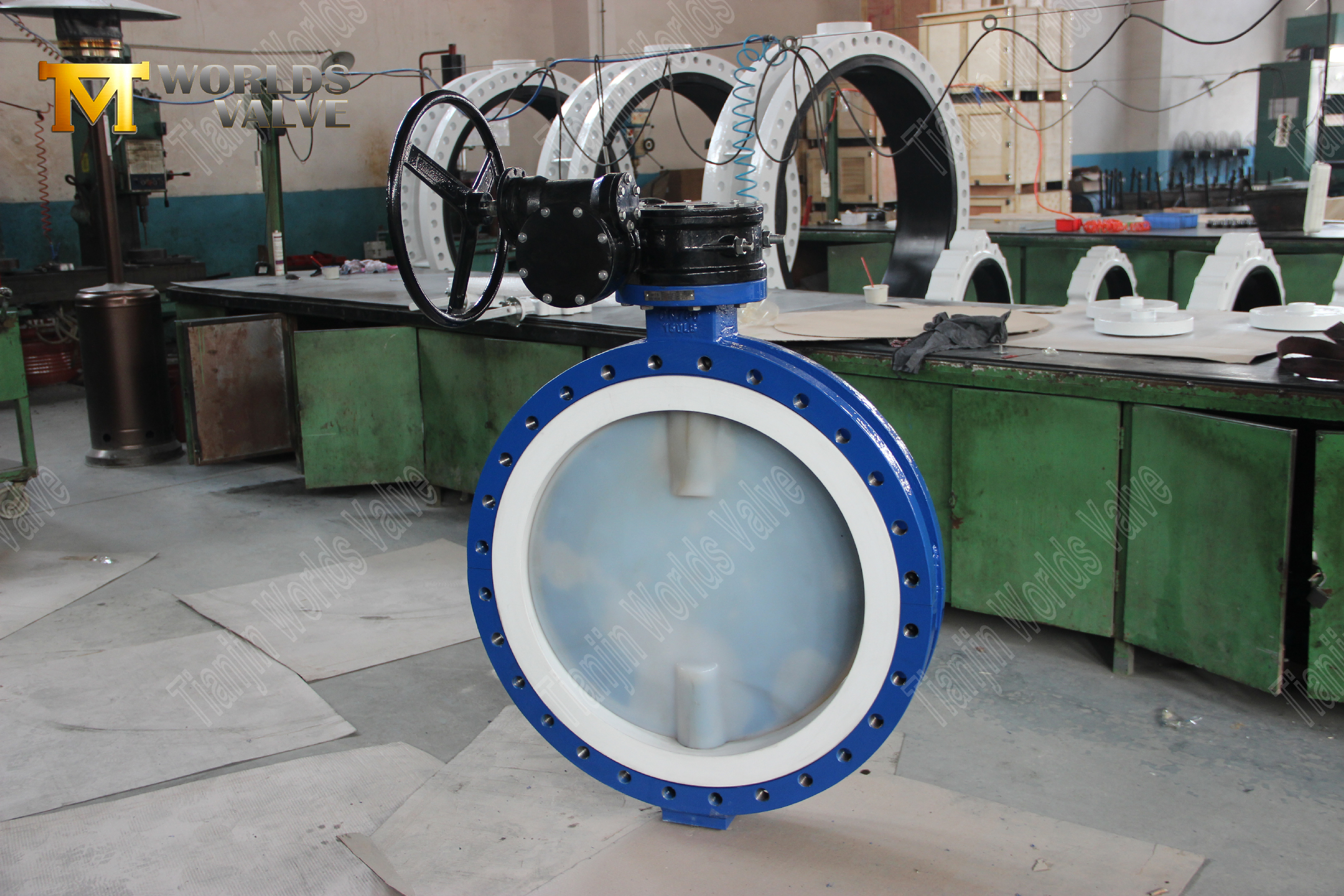 화학 서비스용 PFA 버터플라이 밸브 150LB, PTFE 시트, 기어 작동식 (5)