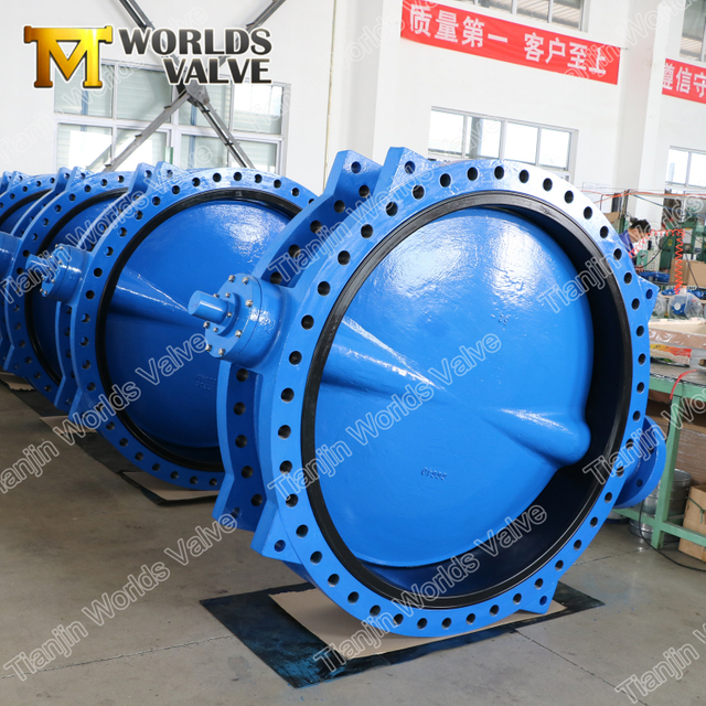 페인팅 디스크가있는 나비 밸브 핀없는 U- 섹션 더블 플랜지