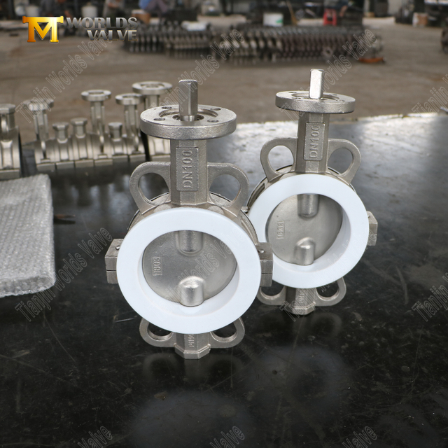DN100 Teflon Lined Wafer Split Body Butterfly Valves | 부식 방지 흐름 제어