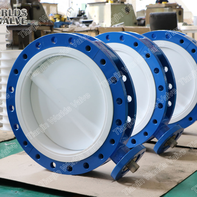 PTFE 라이너 버터 플라이 밸브 2 피스 바디 디자인 API609