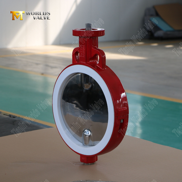 광택 디스크 및 공압 액추에이터가있는 PTFE Lined Butterfly Valve