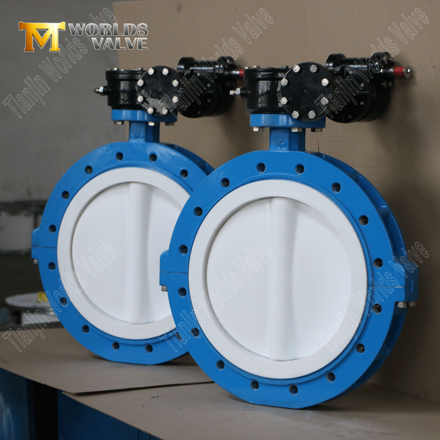 러그 타입 PTFE 시트 및 디스크 나비 밸브 웜 기어